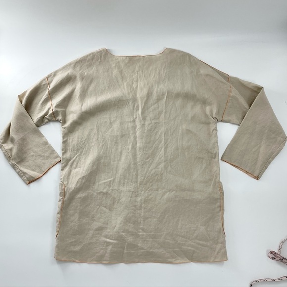 Soft‎ Surroundings 100% Linen Canberra Tunic in Flax Beige Orange Trim Pockets - Picture 10 of 11